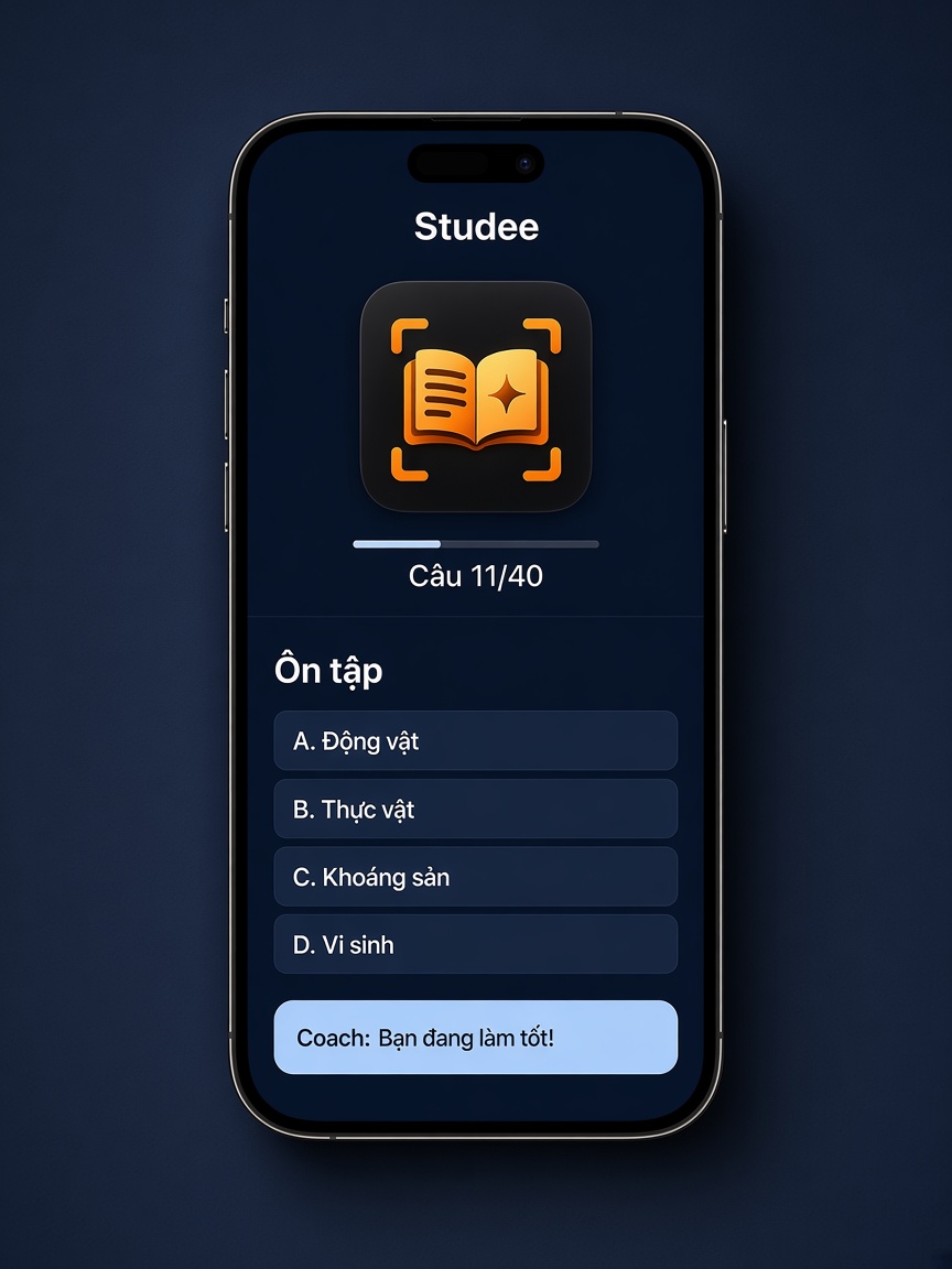 Studee trên iPhone — màn hình ôn tập